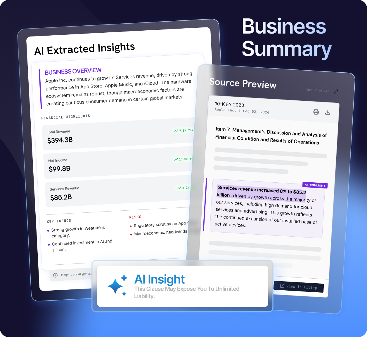 AI EDGAR research tool extracting insights from public filings and financial legal documents.