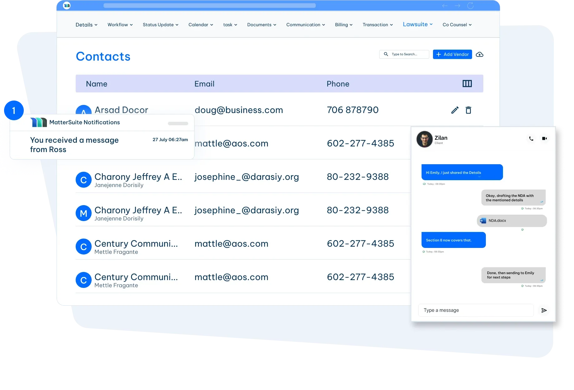 Online contact management system interface