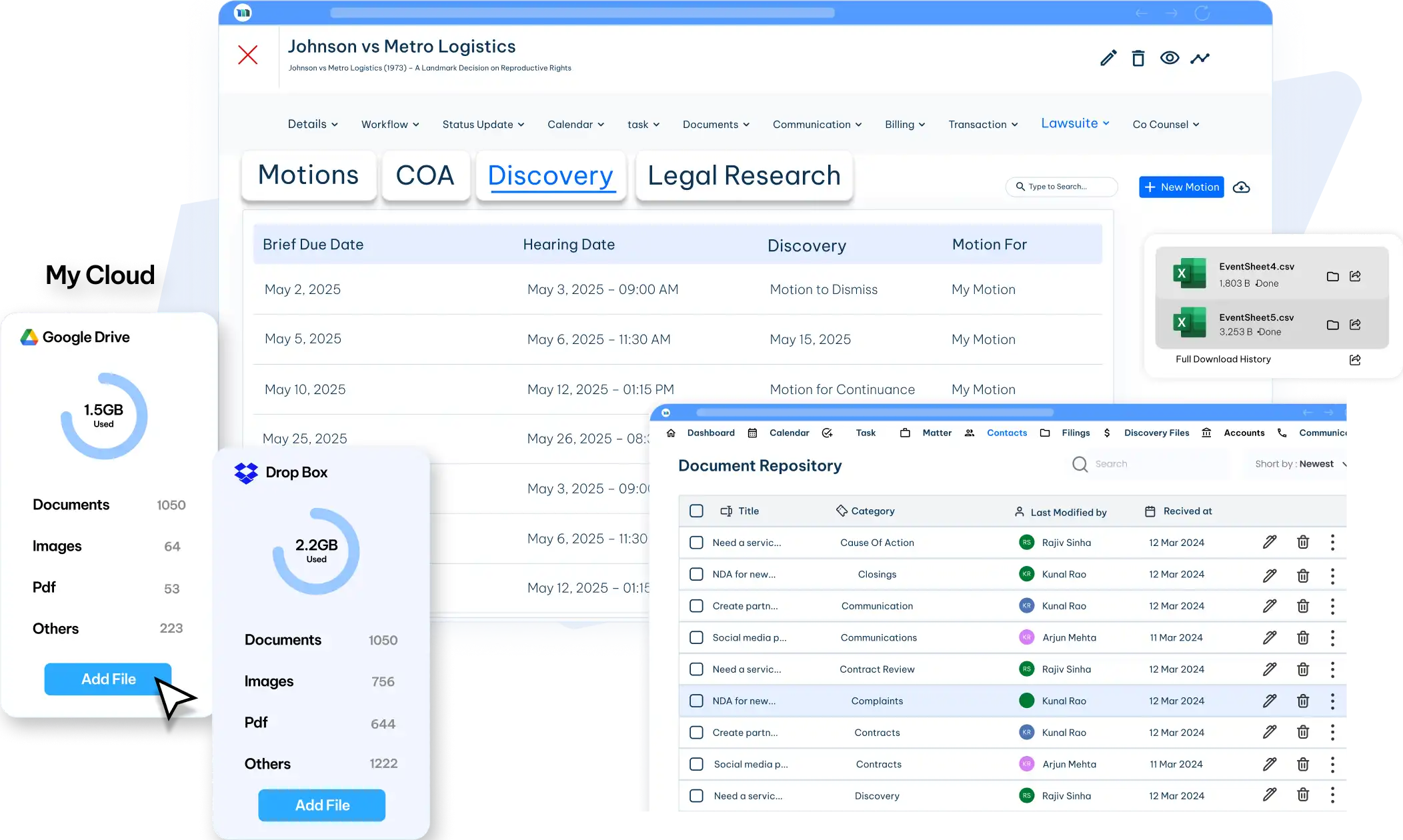 e-discovery software dashboard