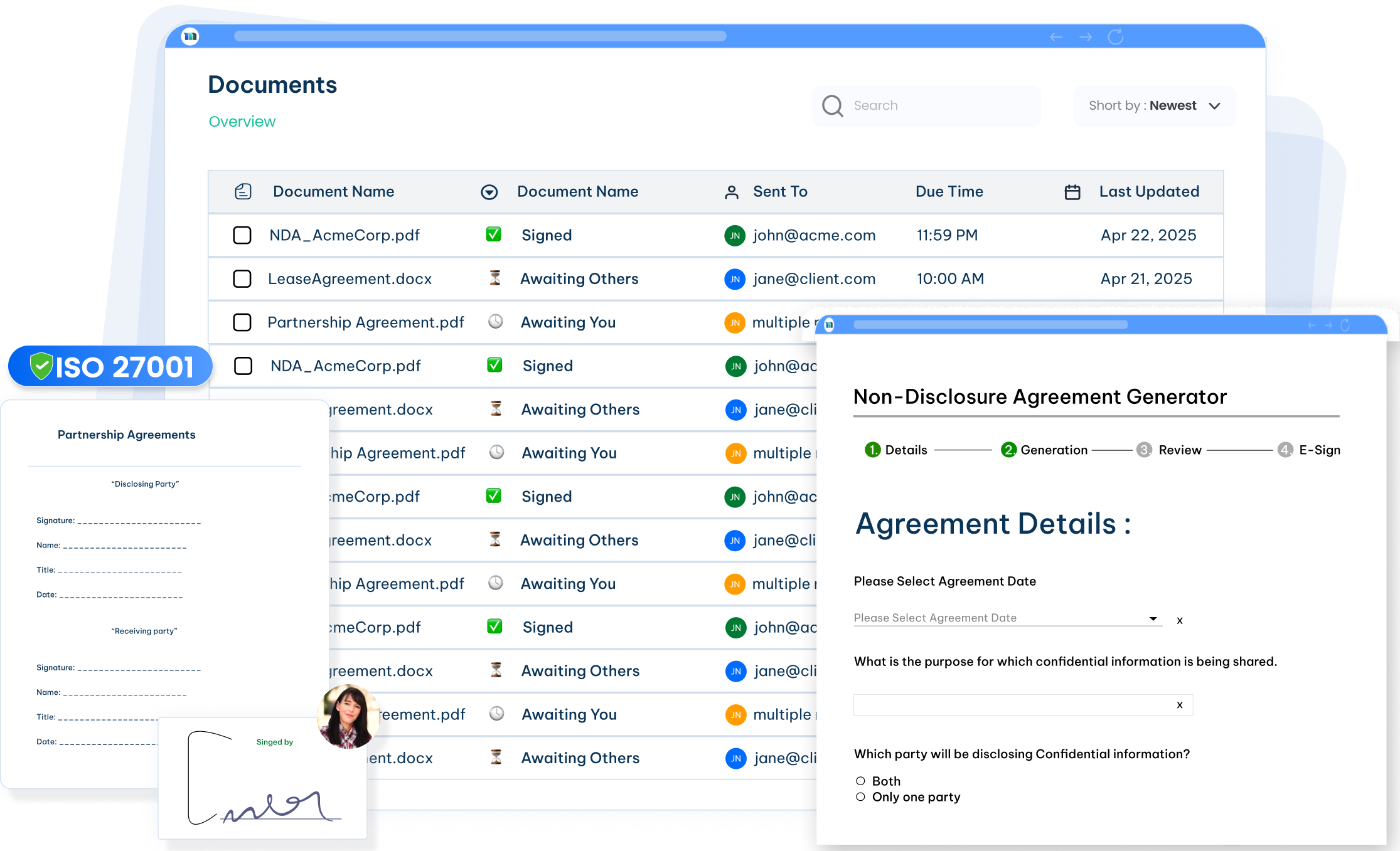 Electronic Signature Software Dashboard for Legal Teams