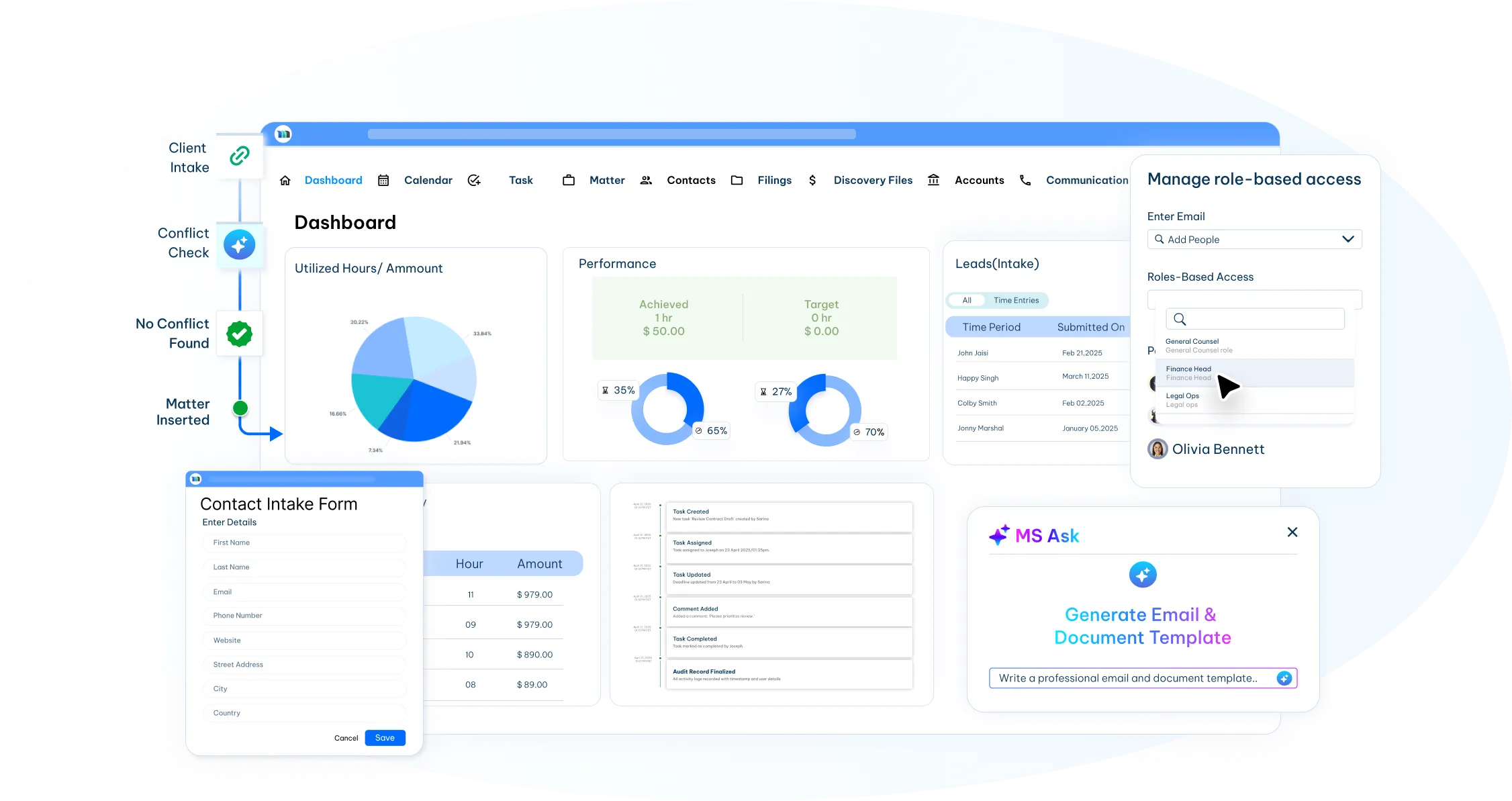 law firm solution dashboard