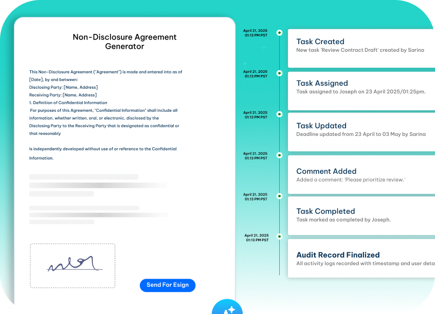 Automated audit trail and e-signature workflow for NDA documents