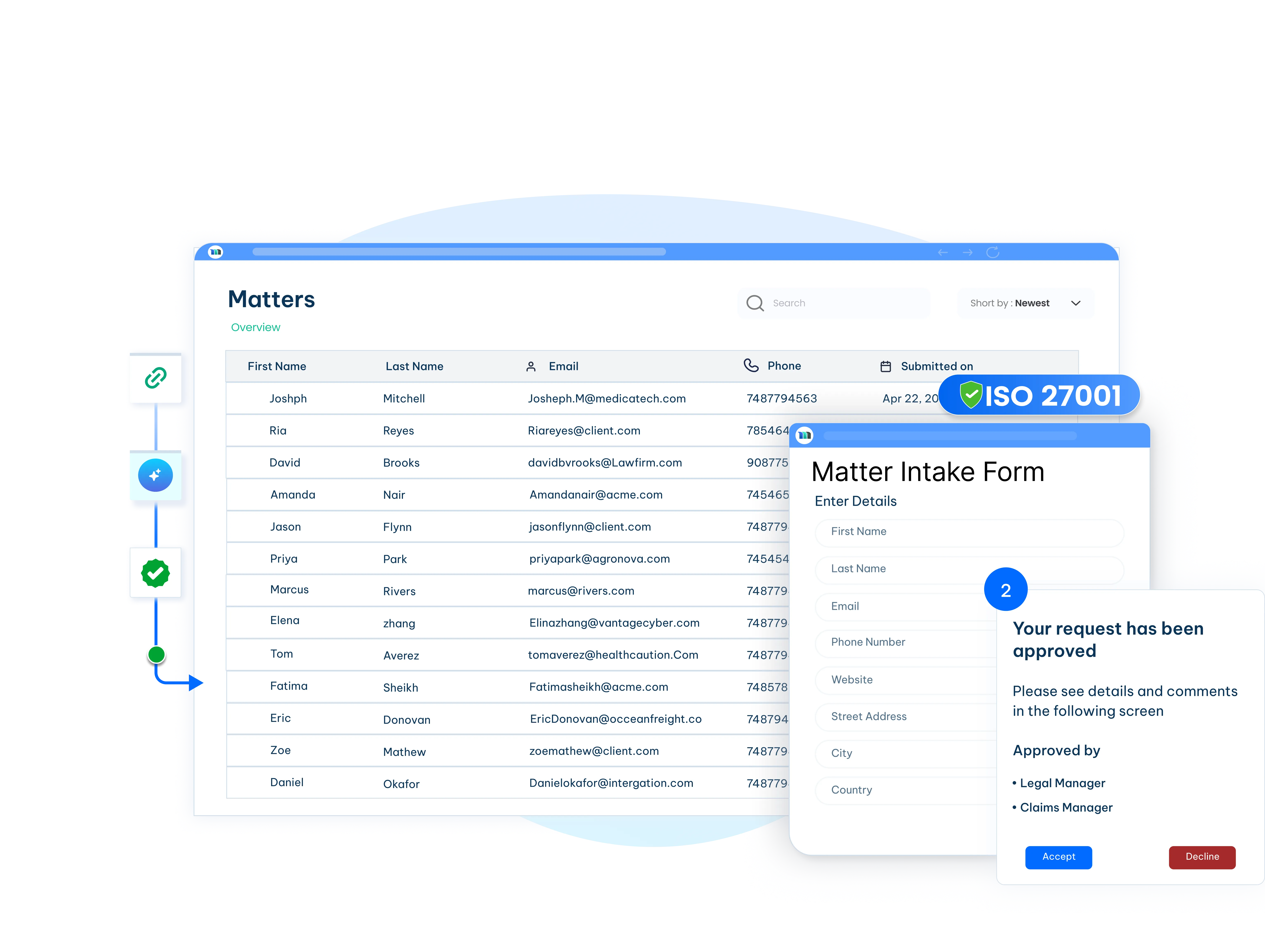 legal matter intake software dashboard
