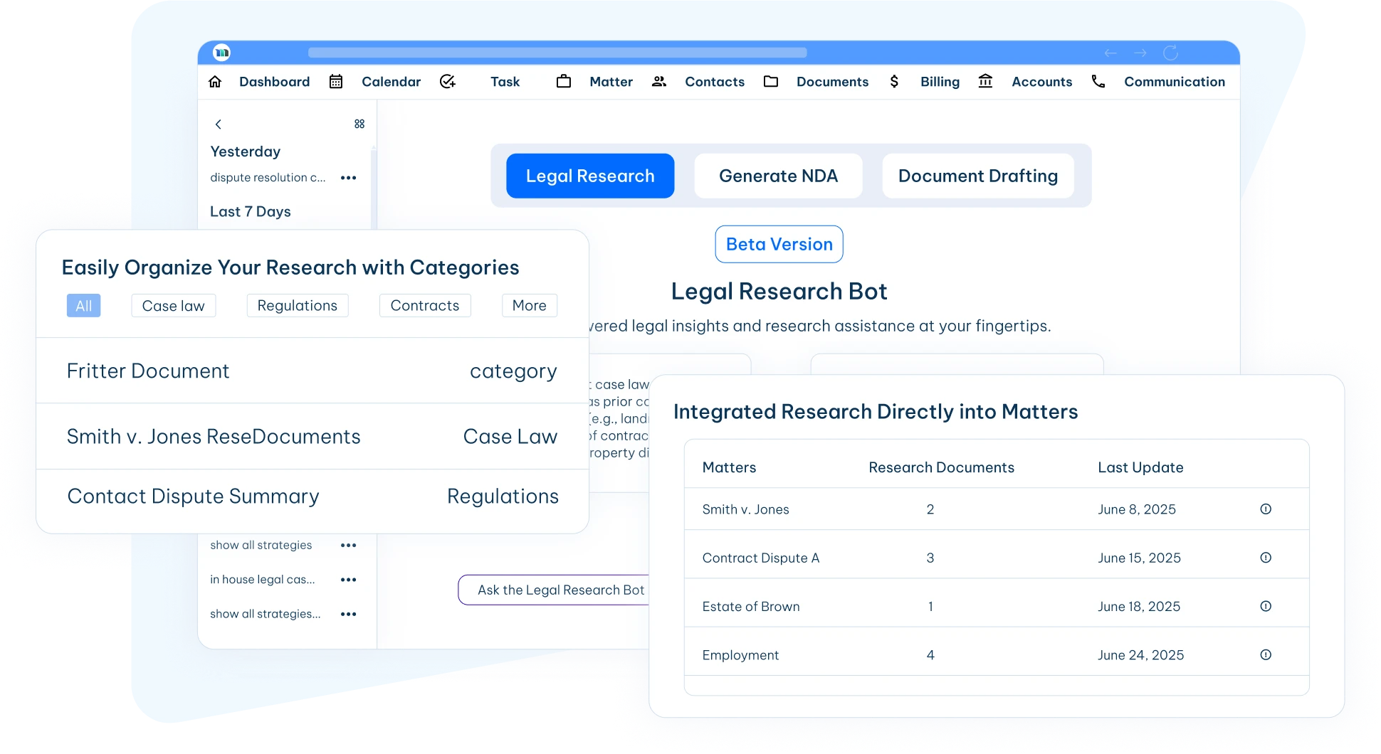 legal research tool with secure repository