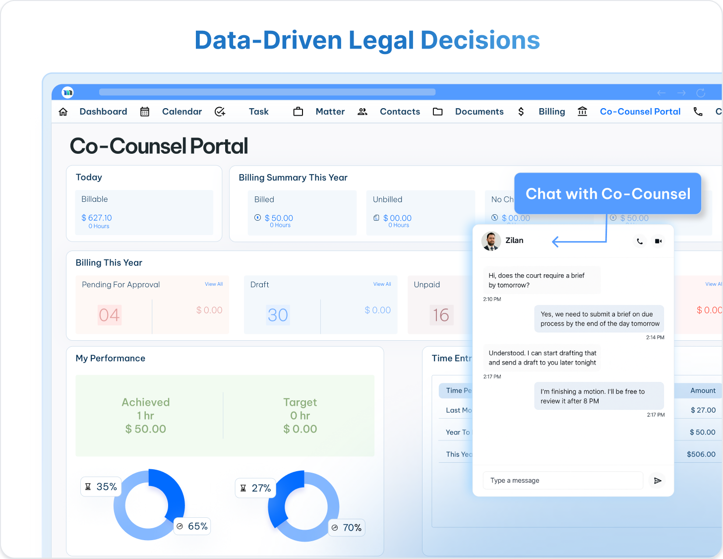 Legal spend and outside counsel management in MatterSuite.