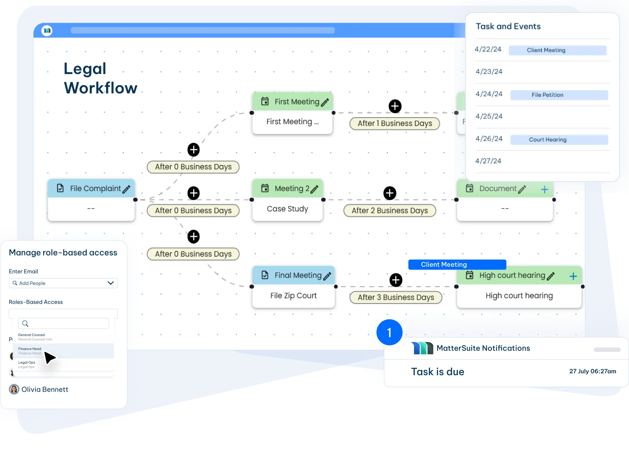 legal workflow management software user interface