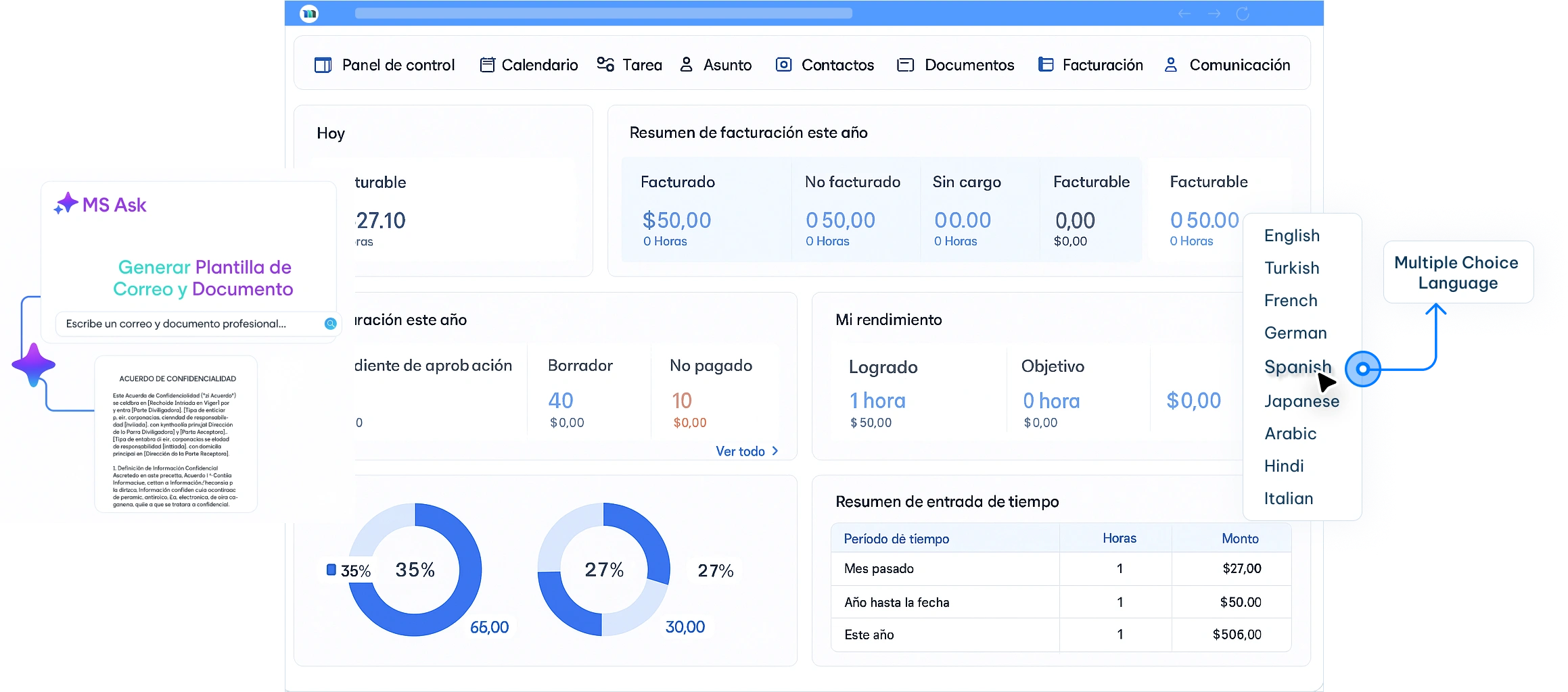 Multilingual interface of legal software with document translation and language options AI-Powered Multi-Lingual and Multi-Location Software Interface