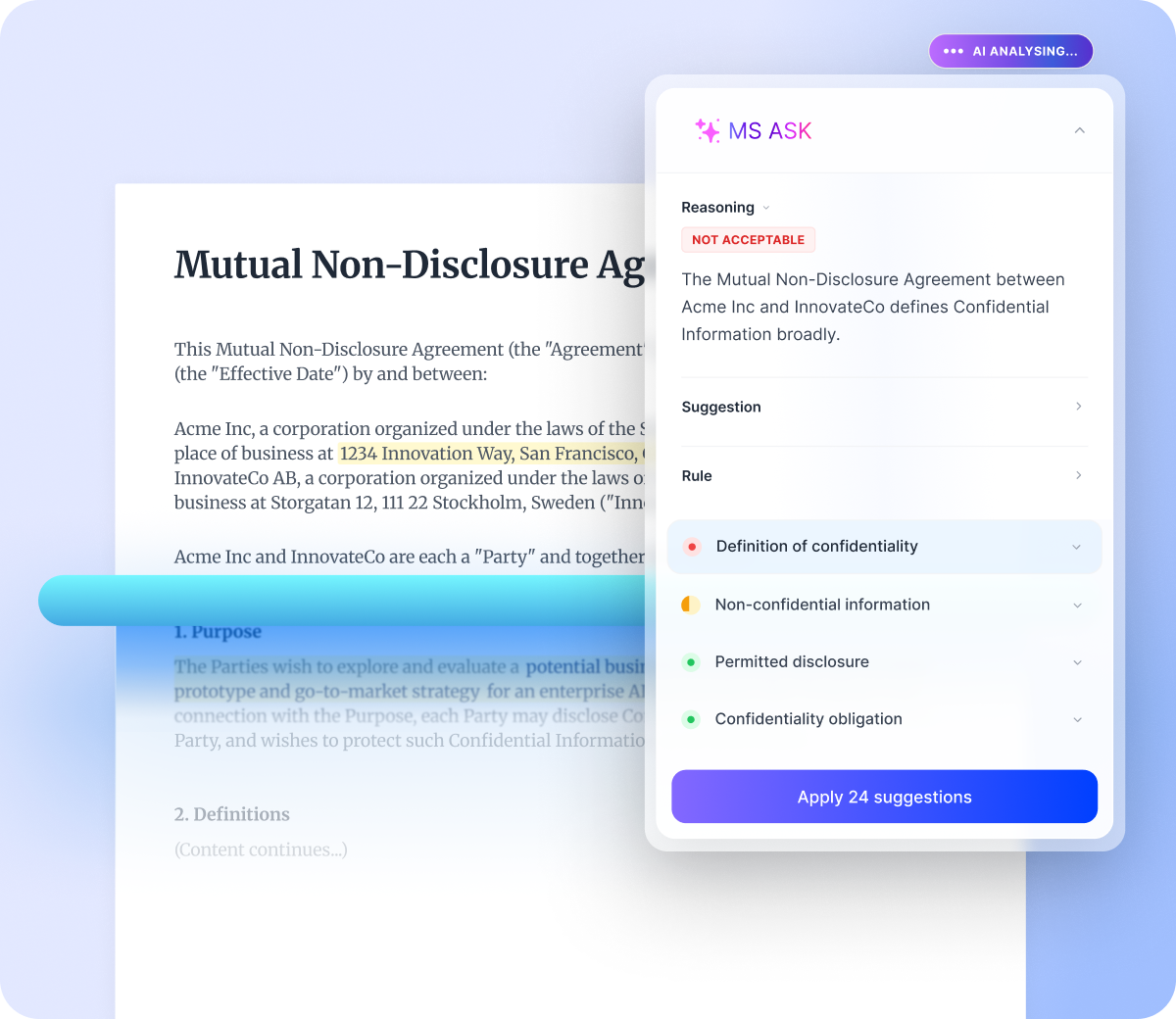 Polish and analyze legal writing with AI